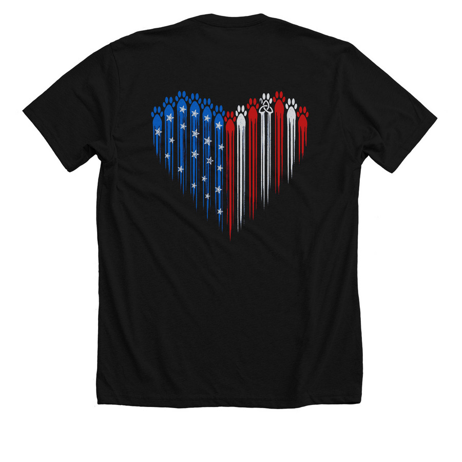 Love of Country & Canines, a Solid Black Blend Premium Unisex Tee (back-view)