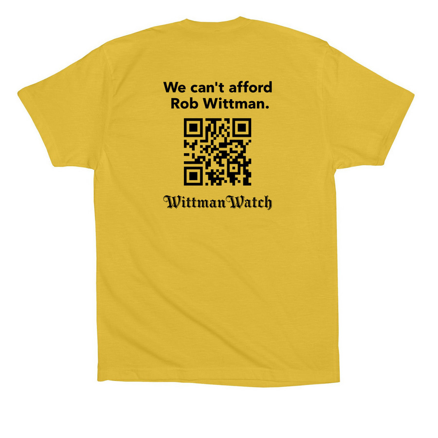 WTF Wittman Truth Files shirts, a Maize Yellow Premium Cotton Tee (back-view)