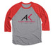 Alaska Public Media Baseball Tee, a Red and Premium Heather 3/4 Sleeve Baseball Tee