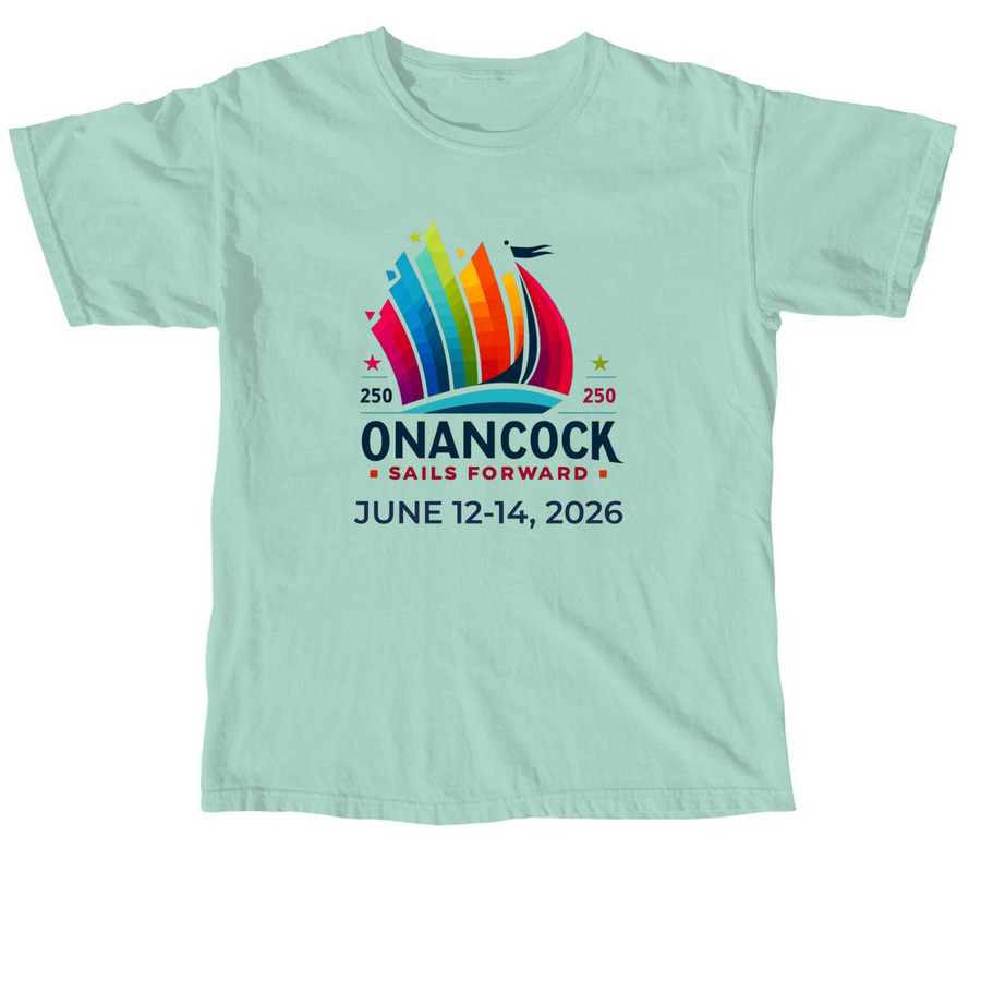 Onancock Sails Forward Shirts in Comfort Colors, a Chalky Mint Comfort Colors Unisex Tee
