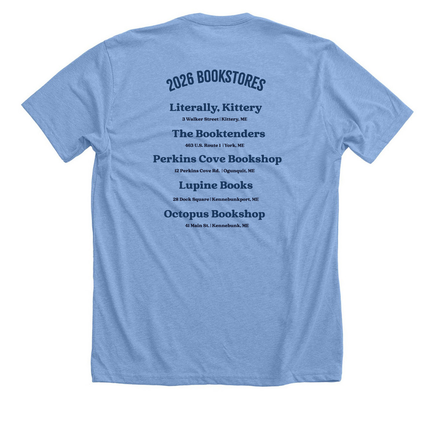 Get Lit Coastal Maine Indie Book Crawl 2026, a Heather Carolina Blue Premium Unisex Tee (back-view)