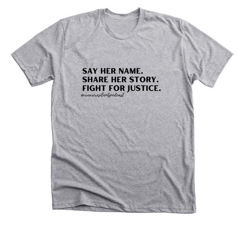 SAY HER NAME, a Athletic Heather Premium Unisex Tee
