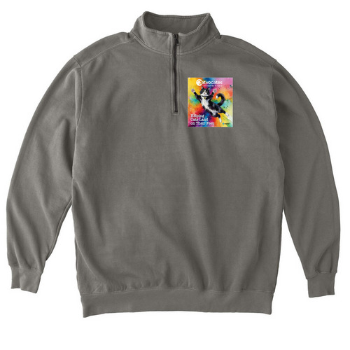Catvocates 15th Anniversary Celebration, a Grey Comfort Colors Quarter Zip Pullover