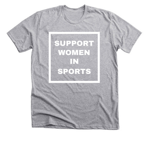 Support Women in Sports, a Athletic Heather Premium Unisex Tee