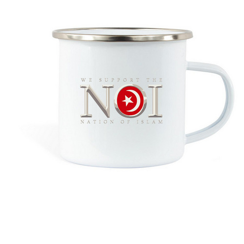 We Support the NOI Classy Mug, a White Enamel Camping Mug