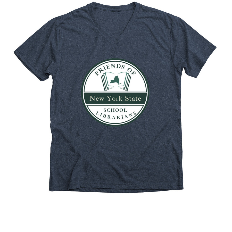 Friends of NY School Librarians, a Heather Navy Premium V-Neck Tee