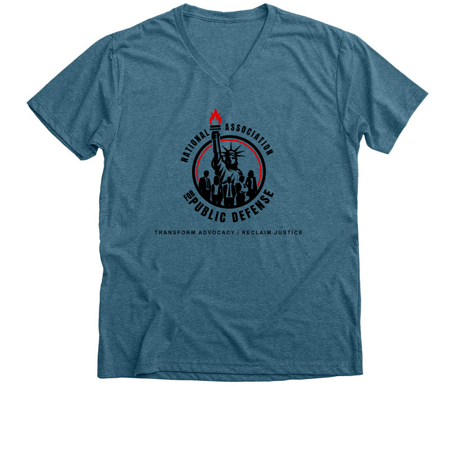 NAPD 2026 Logo, a Heather Deep Teal Premium V-Neck Tee
