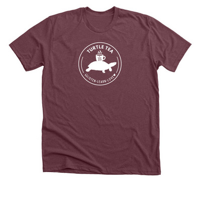 Turtle Tea with TTPG Podcast, a Heather Maroon Premium Unisex Tee