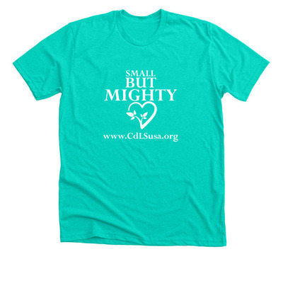 CdLS Small But Mighty, a Heather Sea Green Premium Unisex Tee
