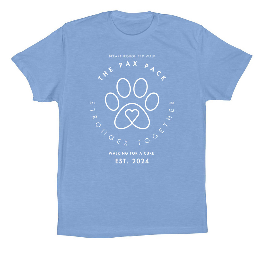 The Pax Pack Breakthrough T1D Walk Shirt, a Carolina Blue Premium Cotton Tee
