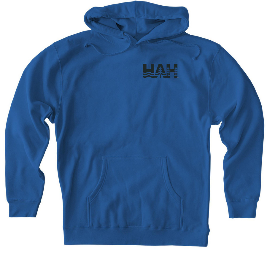 Lake on back, a Royal Heavyweight Pullover Hoodie
