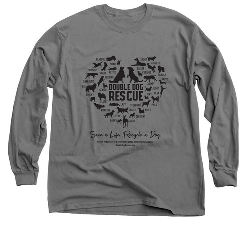 Double Dog Rescue Loves All Breeds, a Charcoal Classic Long Sleeve Tee