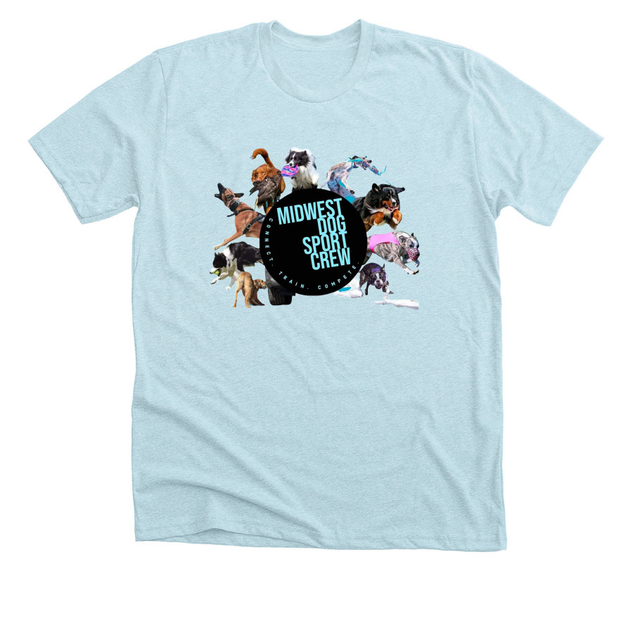 Midwest Dog Sport Crew Apparel, a Heather Ice Blue Premium Unisex Tee
