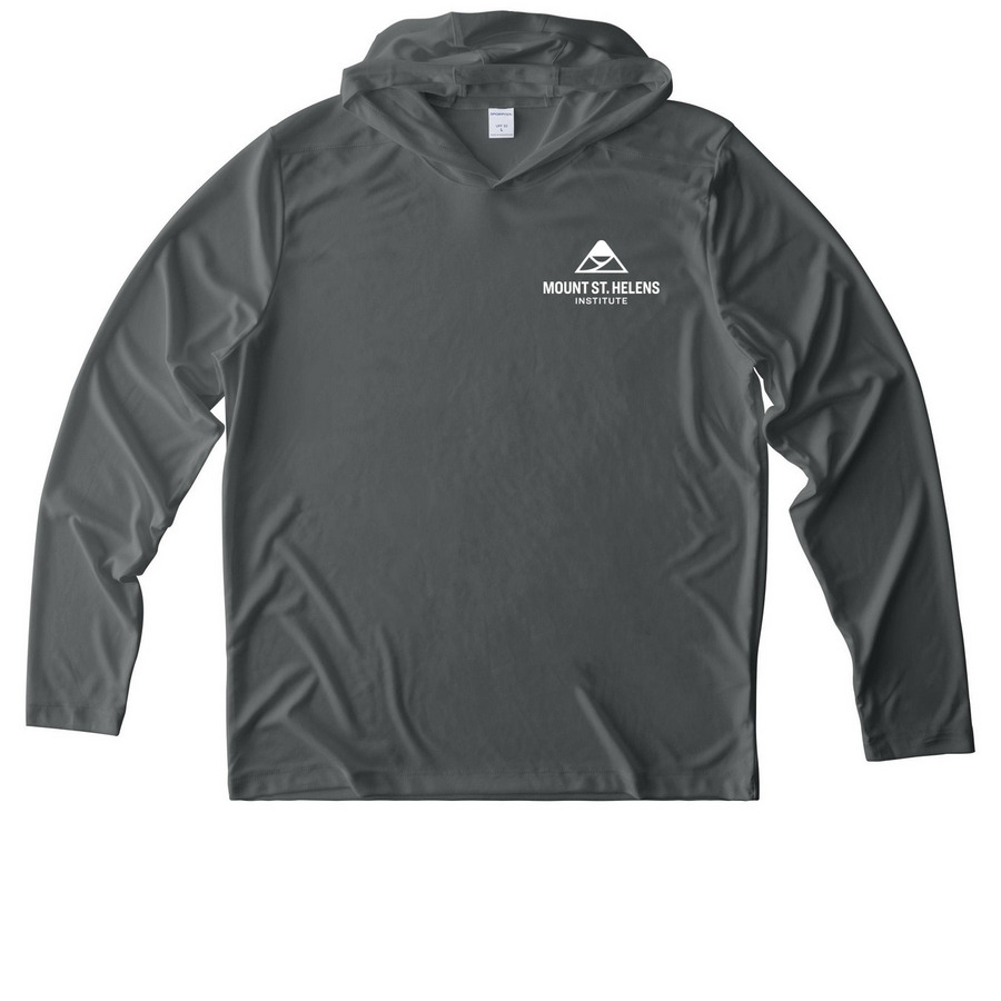 MSHI Activewear, a Dark Smoke Grey UV Performance Long Sleeve Hoodie