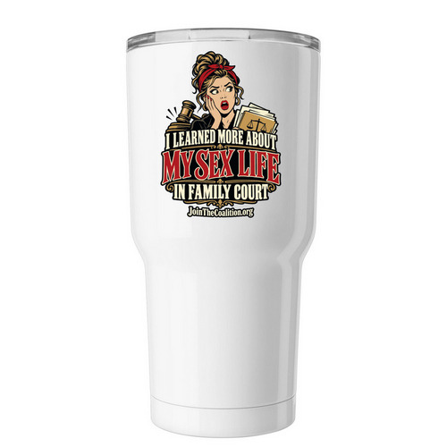 Sex Life Mom Tumbler | Family Court Faces, a White Insulated Tumbler