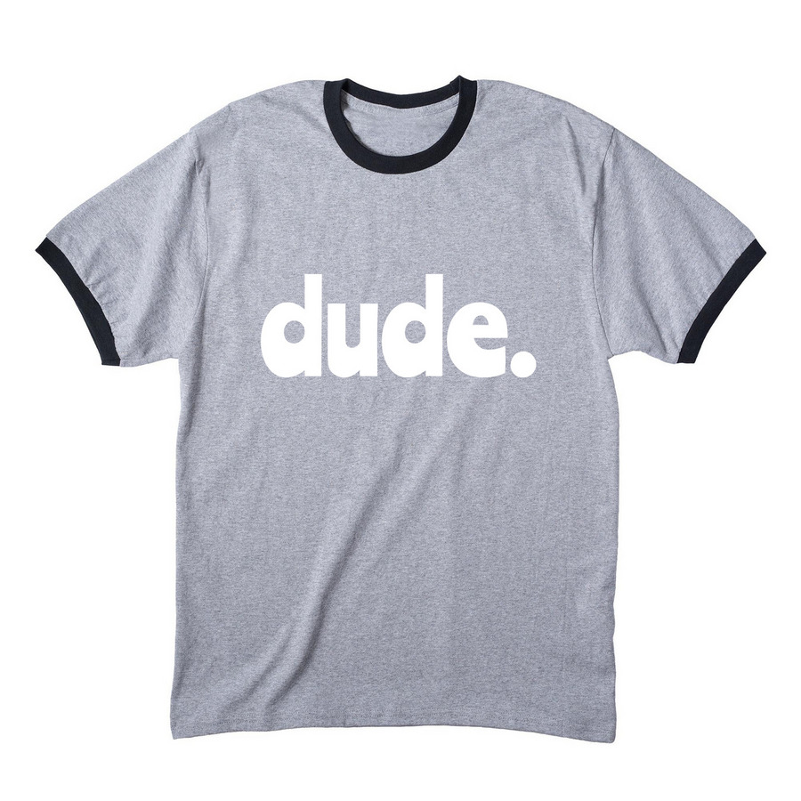 Dude., a Athletic Heather/ Jet Black Cotton Ringer Tee