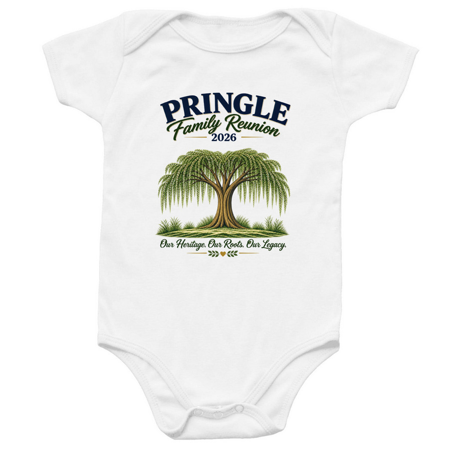 Pringle Family Reunion 2026 ? Sarah?s Design, a White Infant Onesie