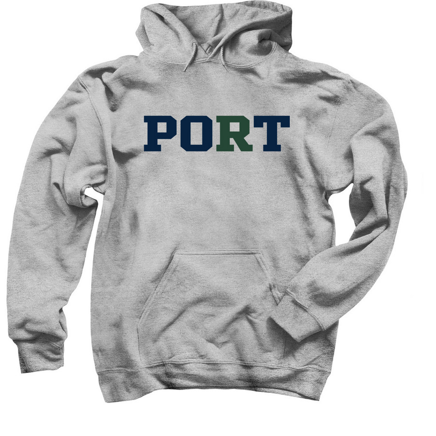 Rooting for Robbie Navy Port, a Sport Grey Pullover Hoodie