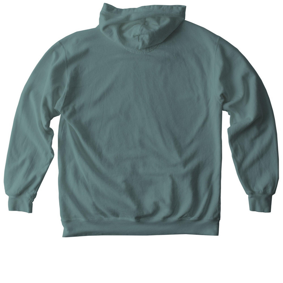 Ruck Hood, a Blue Spruce Comfort Colors Pullover Hoodie (back-view)