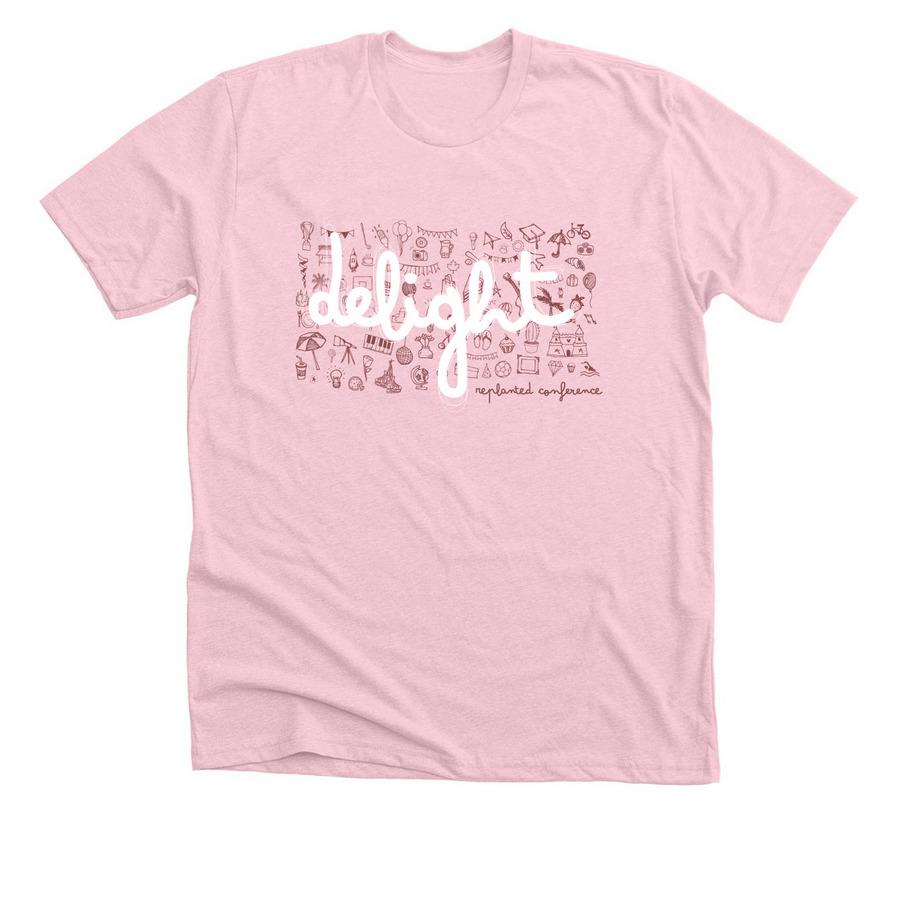 Delight Attendee Shirt, a Heather Pink Premium Unisex Tee