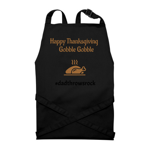 Happy Thanksgiving Aprons, a Black Recycled Bib Apron