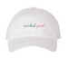 wicked good hat, a White Printed Pigment Dye Baseball Cap
