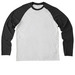 Designs on the back - color, a Space Black/ Bright White Allmade Eco Triblend Colorblock Raglan Long Sleeve Tee