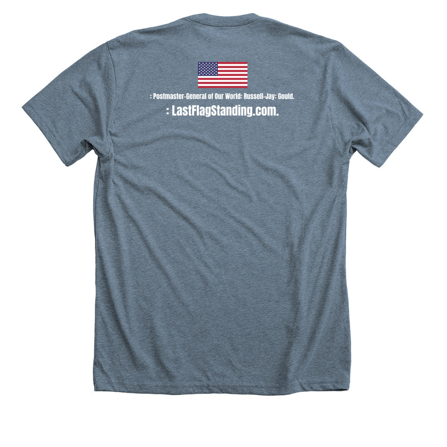 : We-Stand With the Chief., a Heather Slate Premium Unisex Tee (back-view)