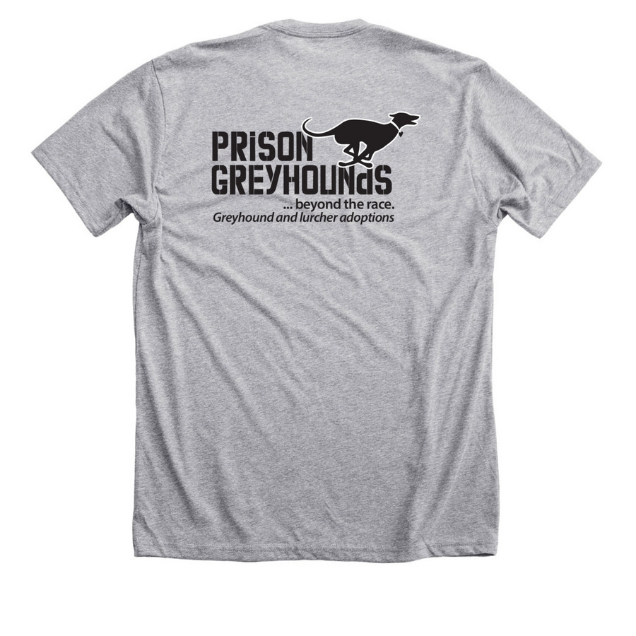 Prison Greyhounds - Black Logo C10, a Athletic Heather Premium Unisex Tee (back-view)