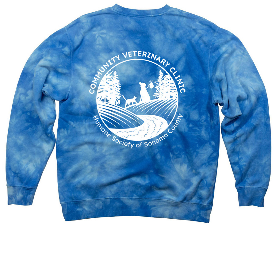 Community Vet Clinic, a Aqua Blue Tie Dye Crewneck Sweatshirt (back-view)