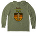 Soil. Where it all Begins XL+ options, a Olive You Green Allmade Eco Triblend Hoodie Tee (back-view)