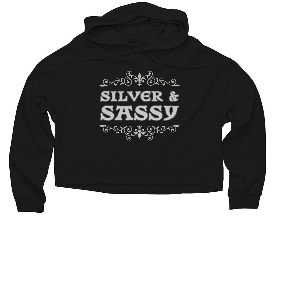 Silver and Sassy Crop Top Hoodie, a Black Women?s Lightweight Cropped Hoodie