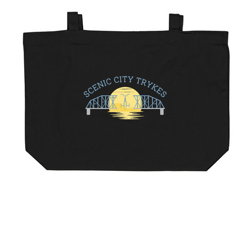 Scenic City Trykes Logo Tote, a Black Large Organic Cotton Tote Bag