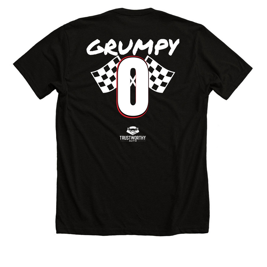 Grumpy 4, a Solid Black Blend Premium Unisex Tee (back-view)