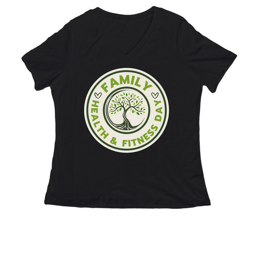 Family Health and Fitness Day, a Black Women's Relaxed V-Neck Tee
