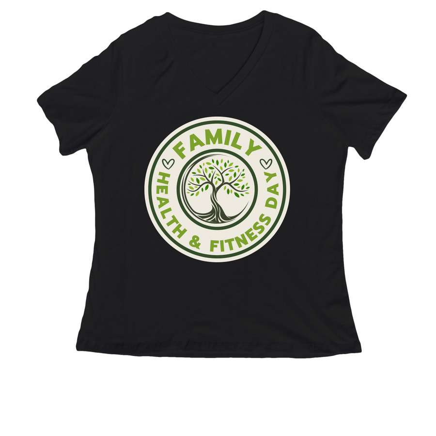 Family Health and Fitness Day, a Black Women's Relaxed V-Neck Tee