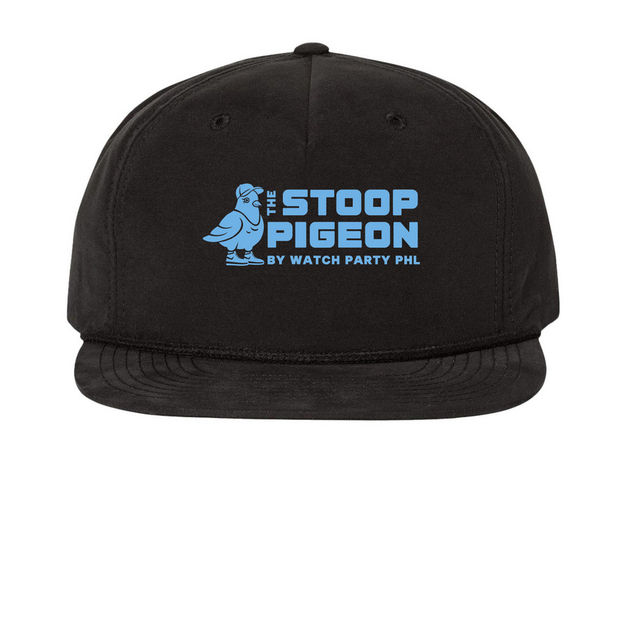 Stoop Pigeon Logo, a Black Printed Umpqua Snapback Cap