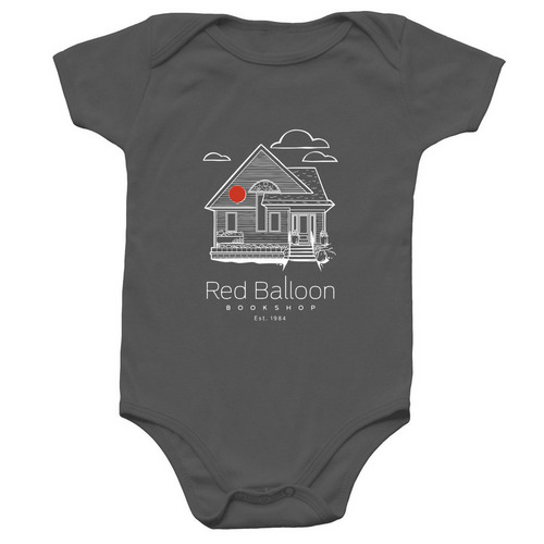 Red Balloon Onesie (White Design), a Charcoal Infant Onesie