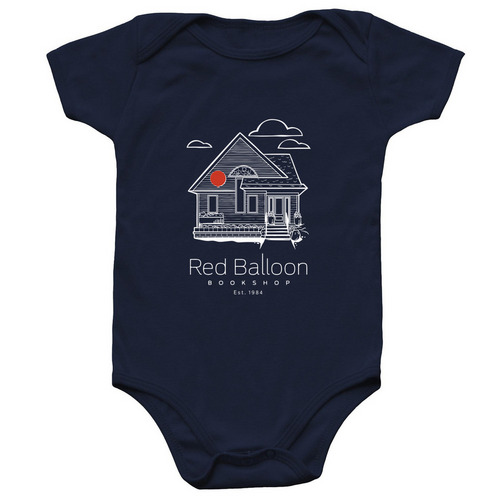 Red Balloon Onesie (White Design), a Navy Infant Onesie