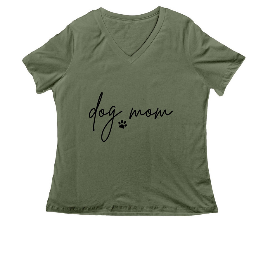 Dog Mom Club, a Military Green Women's Relaxed V-Neck Tee