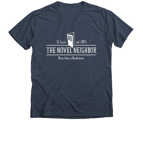 Novel Neighbor 2.0 Logo, a Heather Navy Premium V-Neck Tee