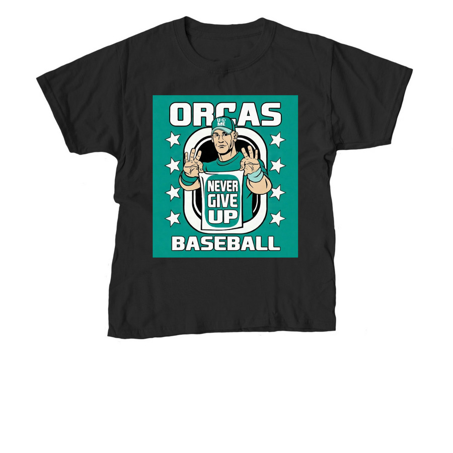 Never Give Up, a Black Youth Unisex Tee