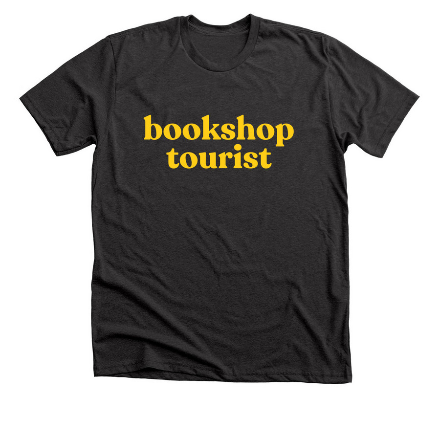 Iowa Indie Bookshop Tourist, a Dark Grey Heather Premium Unisex Tee