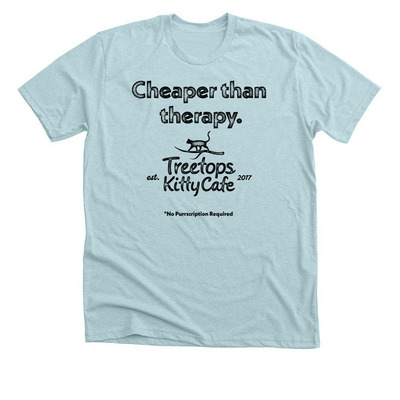 Treetops is Cheaper than Therapy, a Heather Ice Blue Premium Unisex Tee