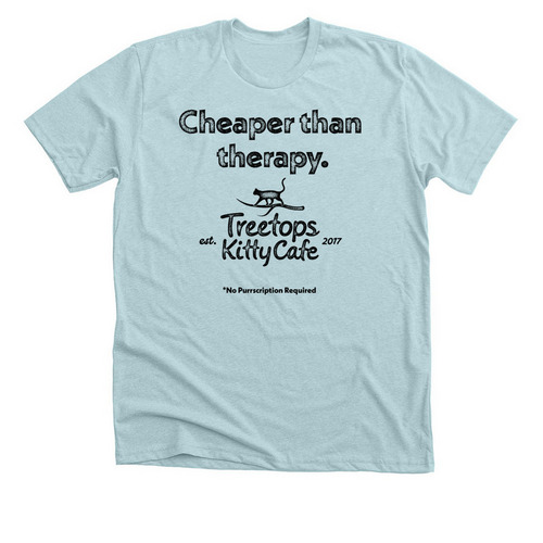Treetops is Cheaper than Therapy, a Heather Ice Blue Premium Unisex Tee
