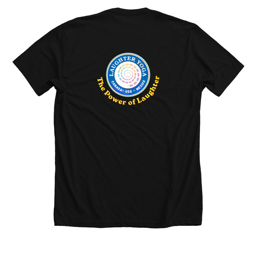 North American Laughter Conference, a Solid Black Blend Premium Unisex Tee (back-view)