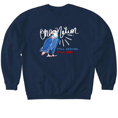 We the Readers - One Nation, a Navy Softstyle Crewneck Sweatshirt