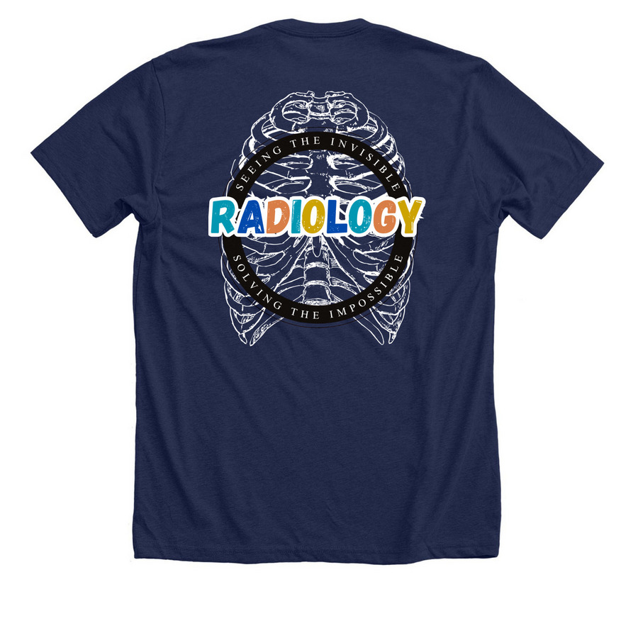 Radiology - Seeing & Solving, a Solid Navy Blend Premium Unisex Tee (back-view)