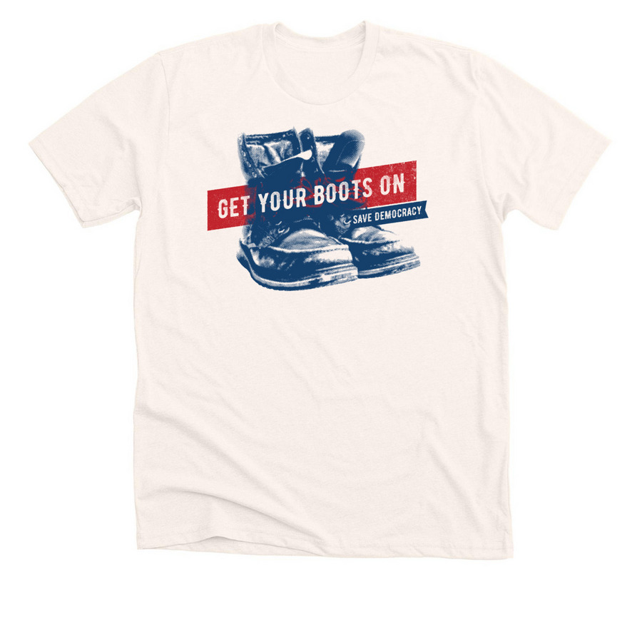 Get Your Boots On Tee (off-white), a Heather Natural Premium Unisex Tee