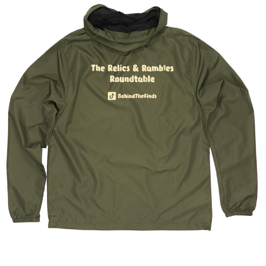 Behind The Finds Windbreaker, a Army Quarter-Zip Windbreaker (back-view)